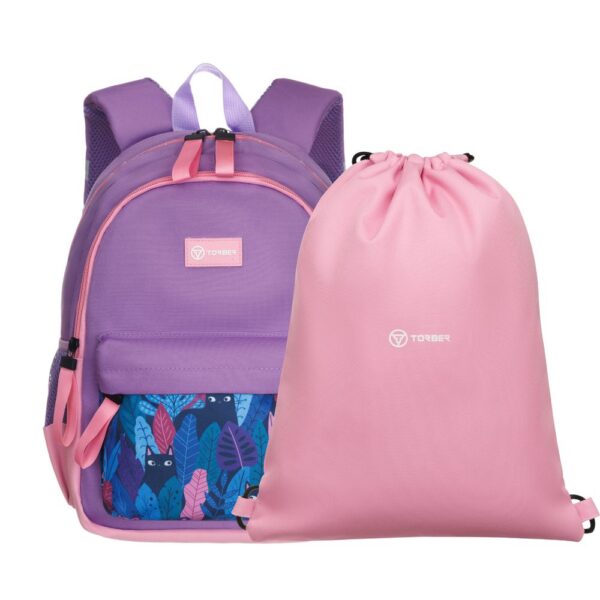 Мини-рюкзак TORBER CLASS X Mini T1801-23-Lil, 10 л, Фиолетовый + Мешок для сменной обуви в подарок!